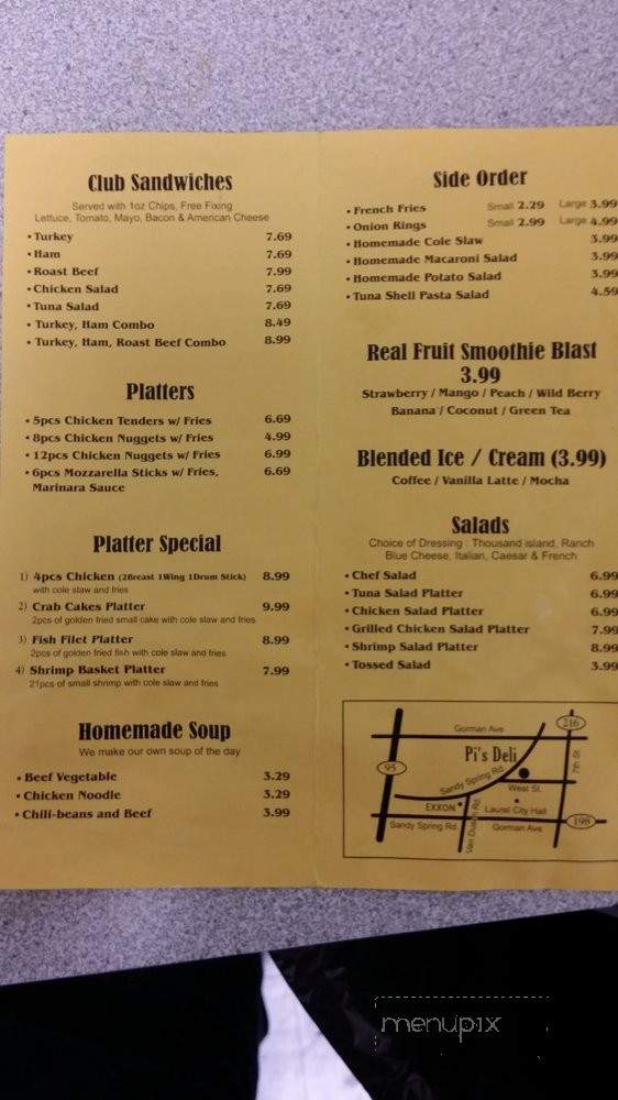 Pi's Deli - Laurel, MD menu_pic