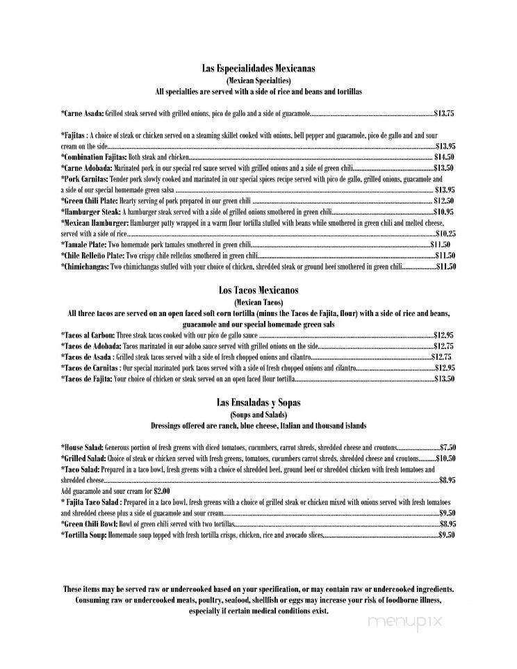 Charito's House - Larkspur, CO menu_pic