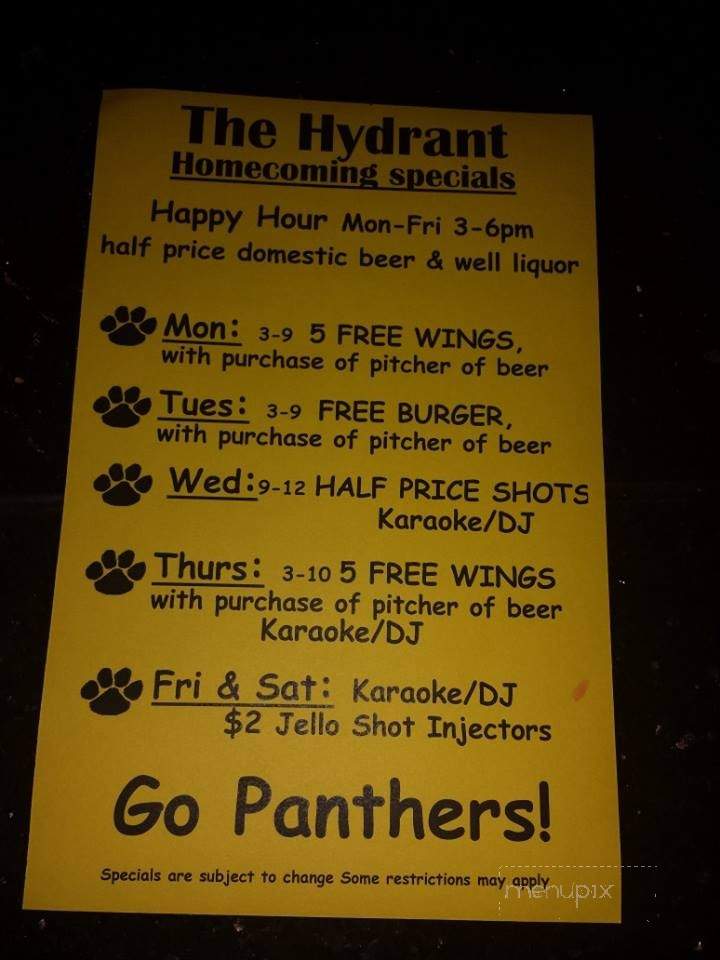 The Hydrant Firehouse Grill - Cedar Falls, IA menu_pic