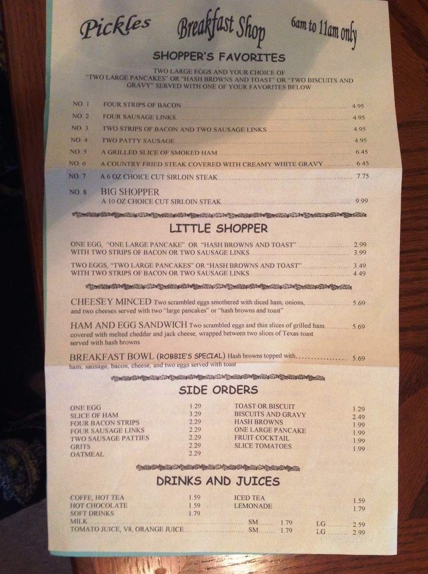 Pickles Restaurant - Edmond, OK menu_pic