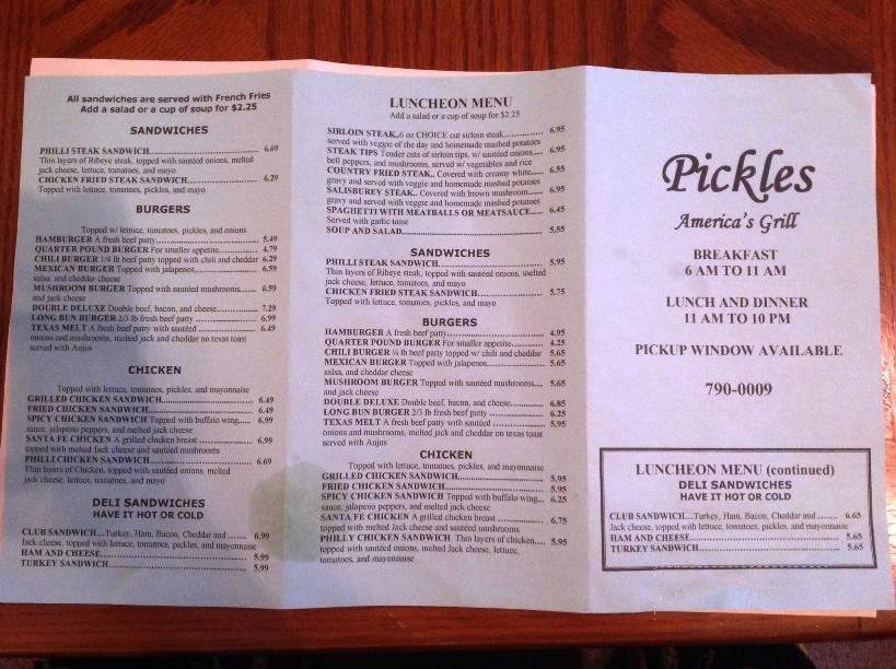 Pickles Restaurant - Edmond, OK menu_pic