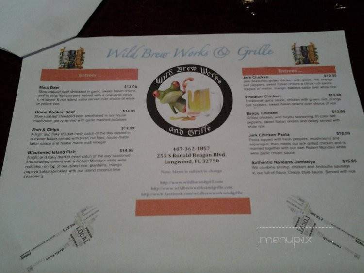 Wild Brews Works and Grill - Longwood, FL menu_pic