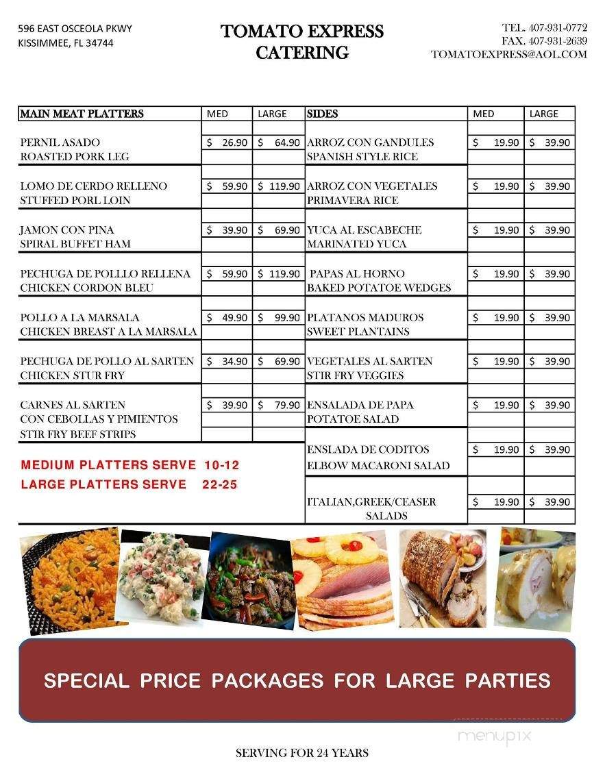 Tomato Express - Kissimmee, FL menu_pic
