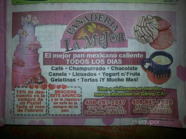 Panaderia La Mejor - San Jose, CA menu_pic