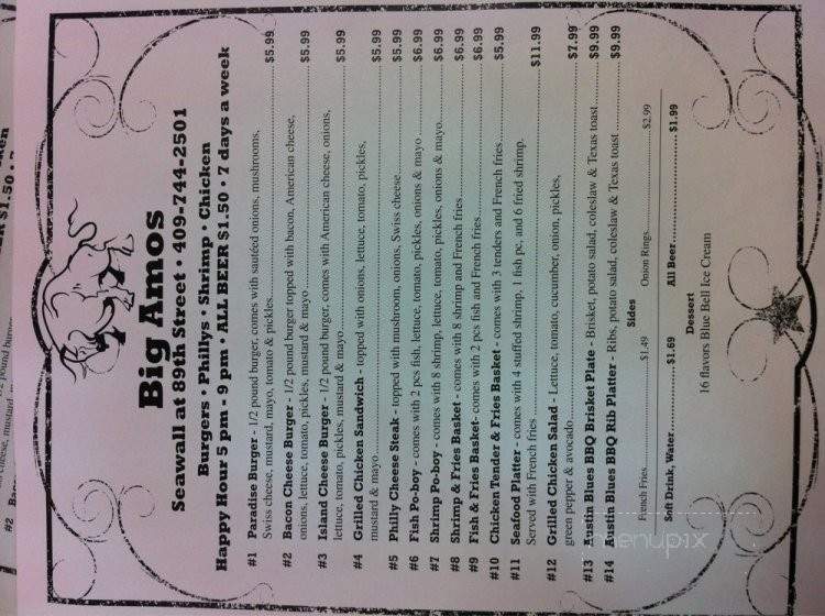 Big Amos - Galveston, TX menu_pic