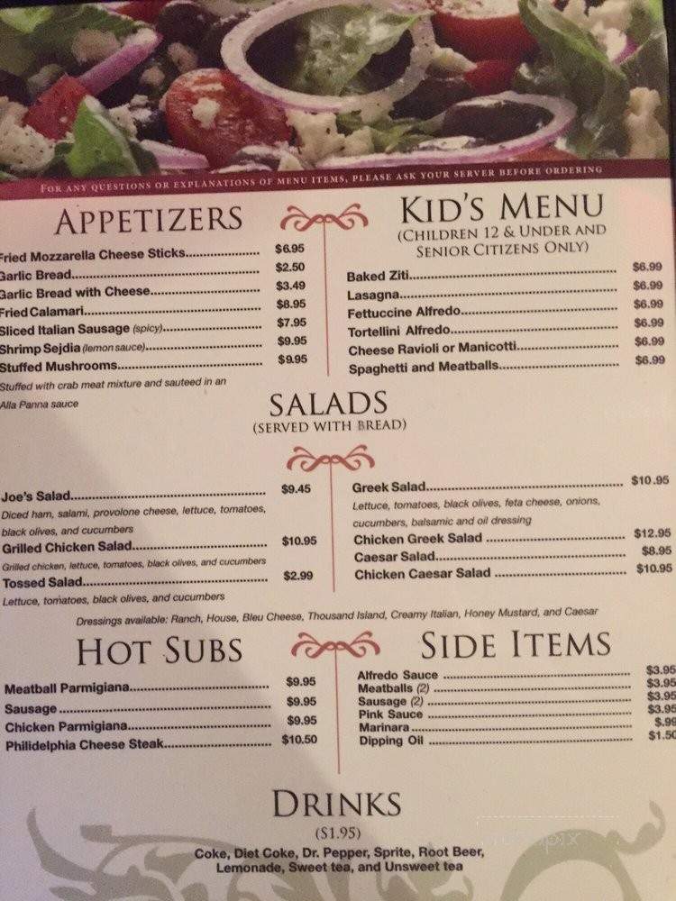 Joe's Italian Grill - Joplin, MO menu_pic