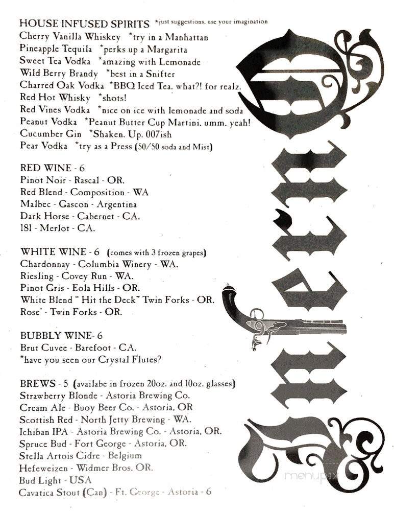 Inferno Lounge - Astoria, OR menu_pic