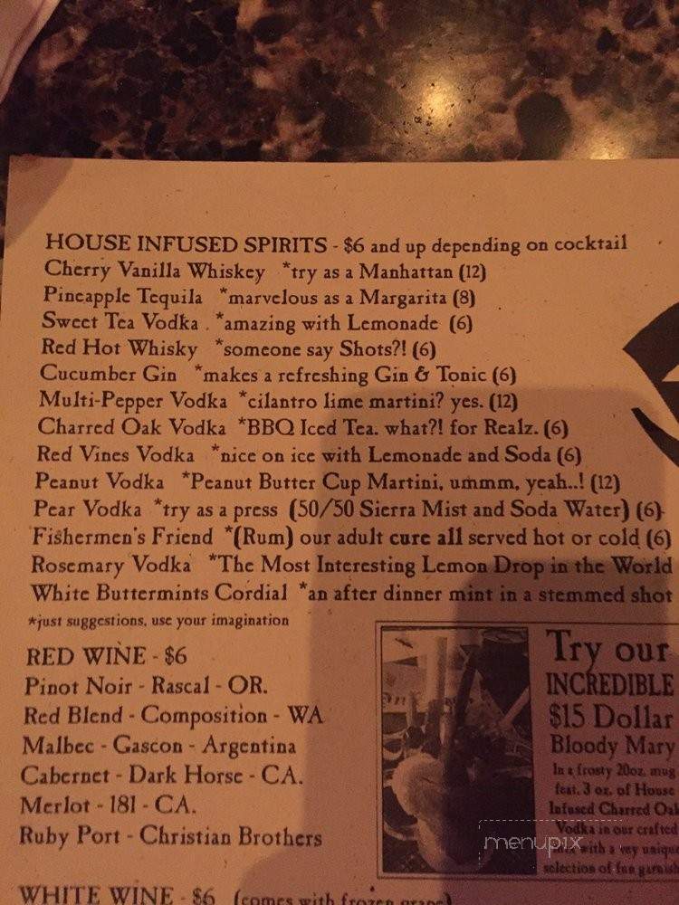 Inferno Lounge - Astoria, OR menu_pic