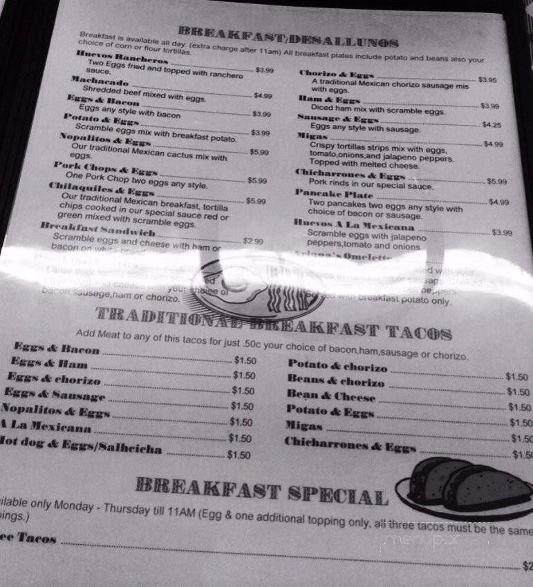 Restaurant Ariana's - Austin, TX menu_pic