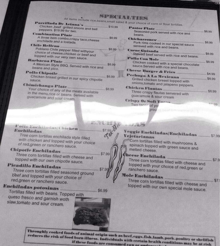 Restaurant Ariana's - Austin, TX menu_pic