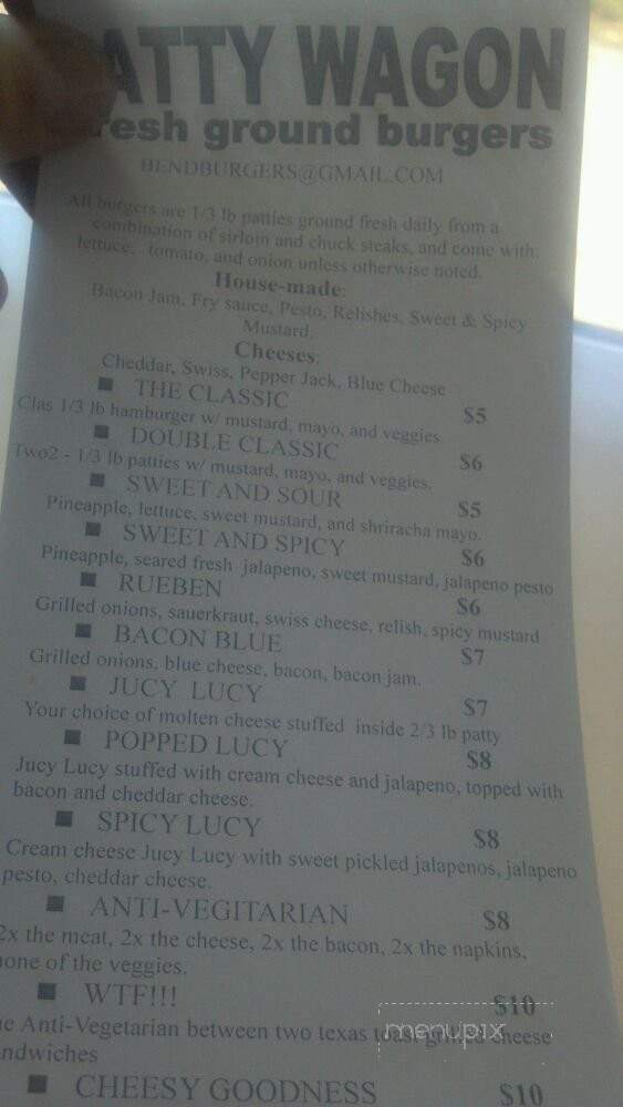 The Patty Wagon - Redmond, OR menu_pic
