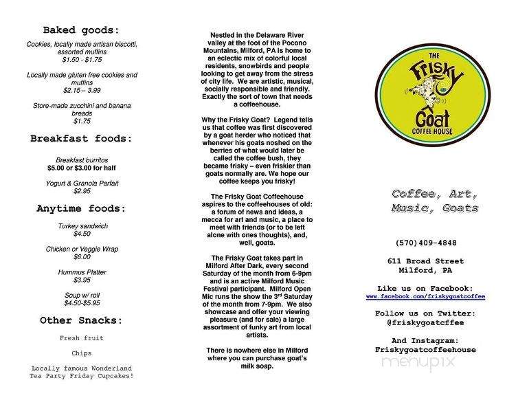 The Frisky Goat Coffeehouse - Milford, PA menu_pic