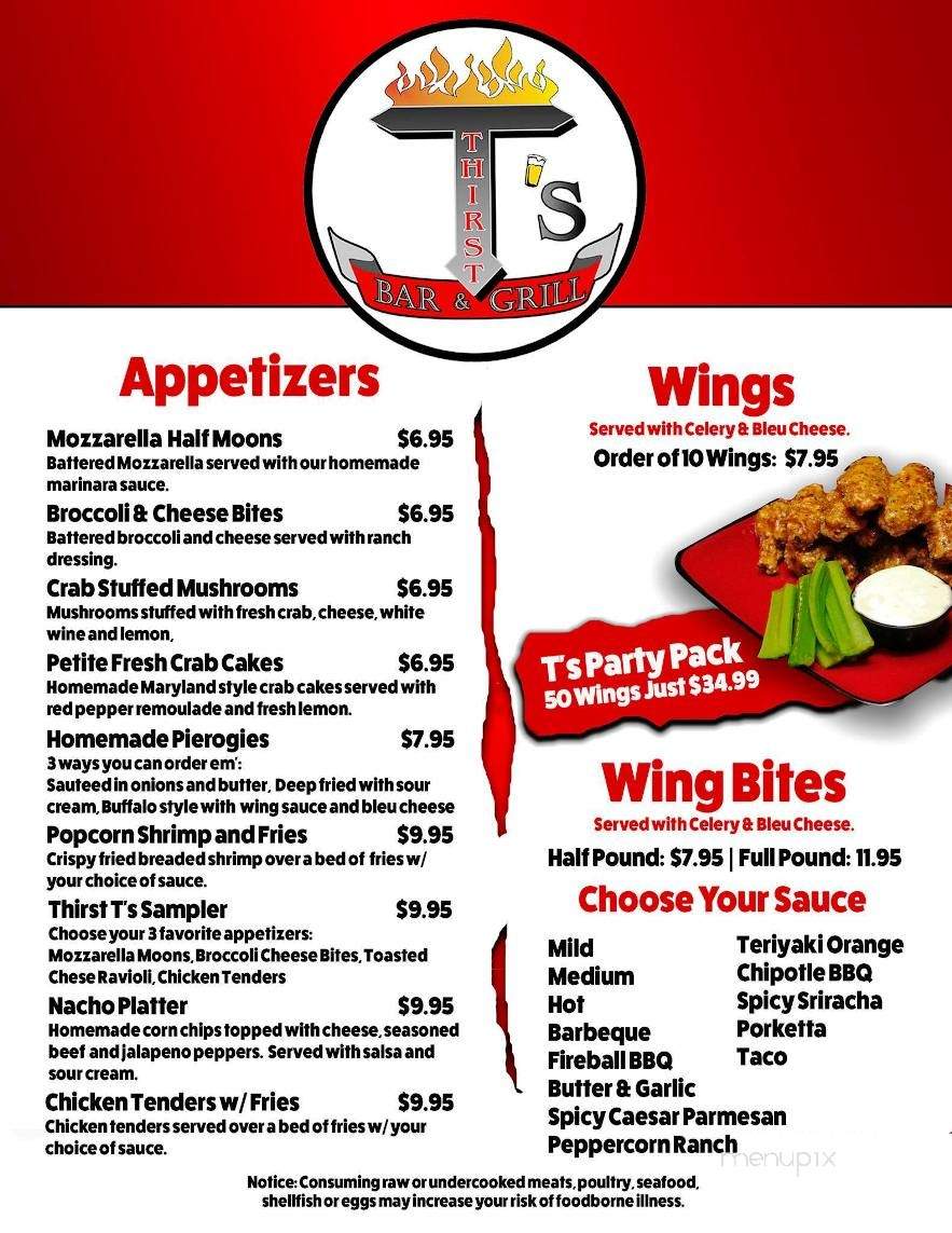Thirst T's - Scranton, PA menu_pic