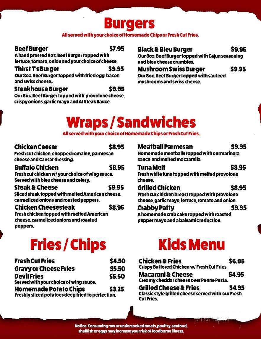 Thirst T's - Scranton, PA menu_pic