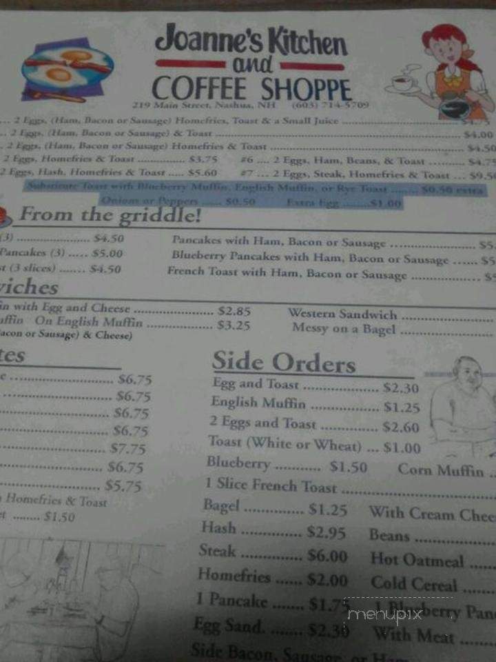 Joanne's Restaurant & Coffee Shop - Nashua, NH menu_pic