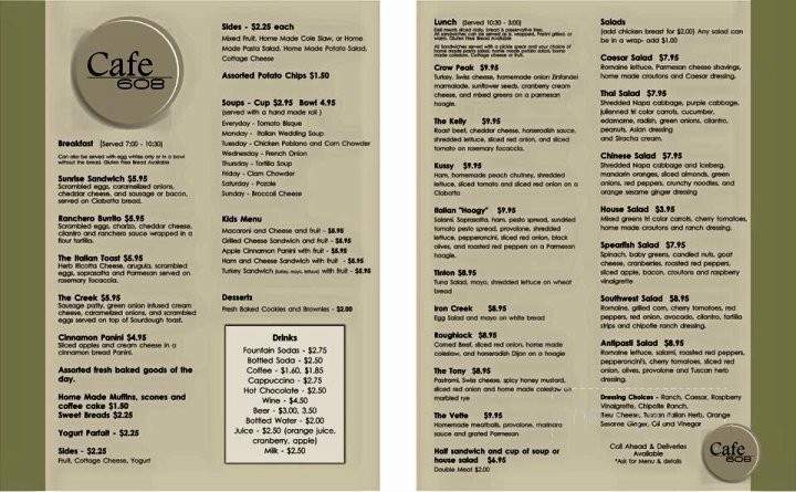Cafe 608 - Spearfish, SD menu_pic
