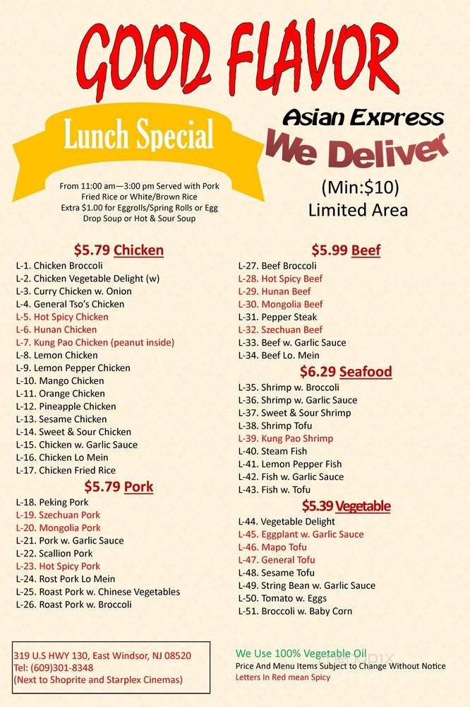 Good Flavor Asian Express - East Windsor, NJ menu_pic