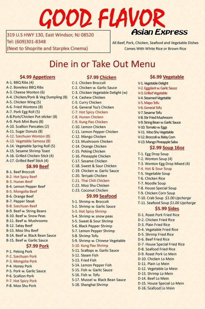 Good Flavor Asian Express - East Windsor, NJ menu_pic