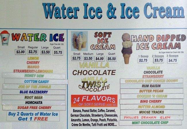 Joe's Water Ice - Norristown, PA menu_pic