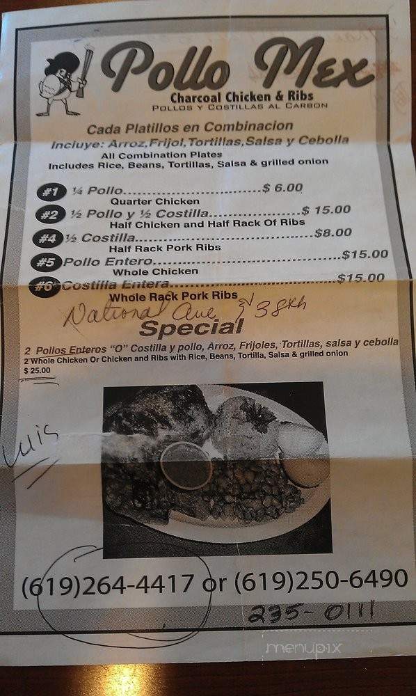Pollo Mex - San Diego, CA menu_pic