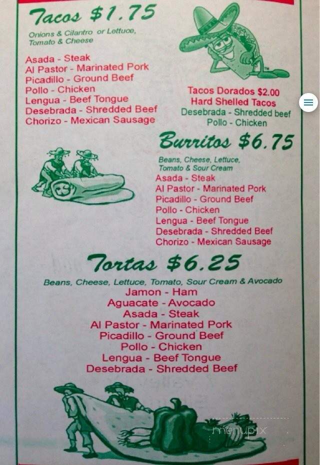 Chico's Tacos - Elburn, IL menu_pic
