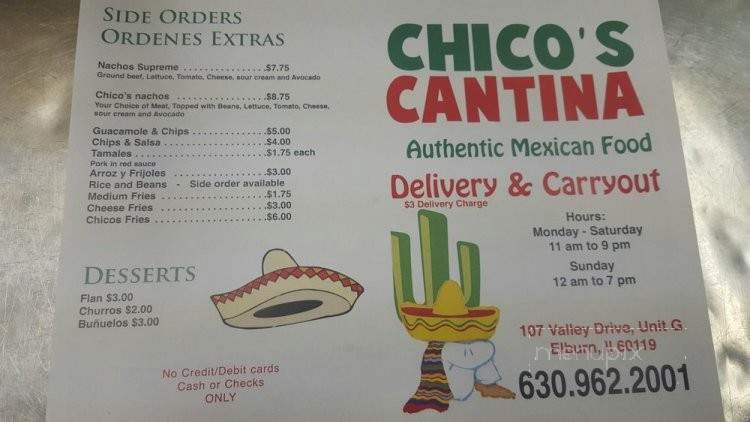 Chico's Tacos - Elburn, IL menu_pic
