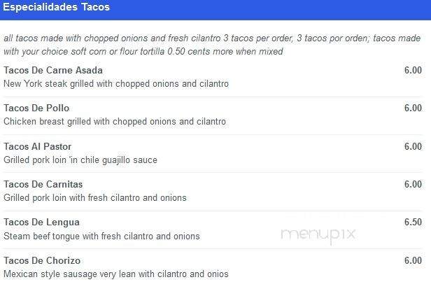 El Nopal - Patchogue, NY menu_pic
