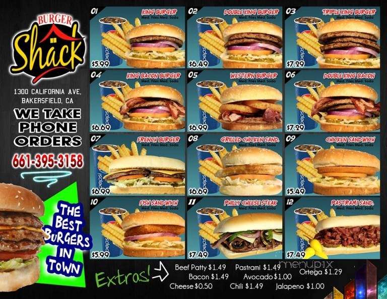 Burger Shack - Bakersfield, CA menu_pic