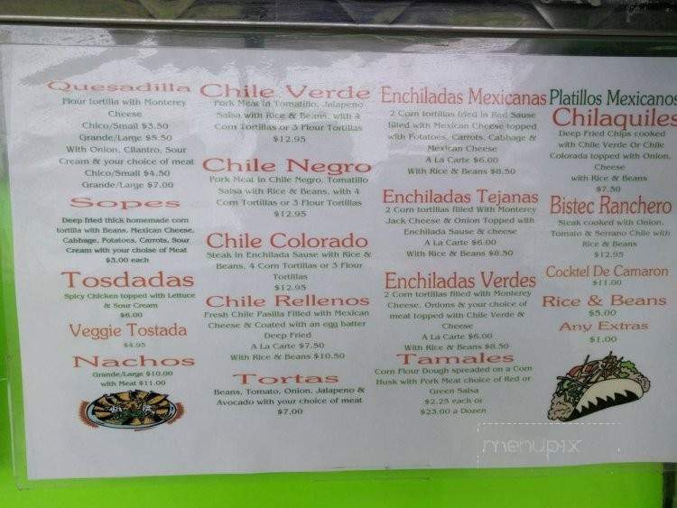 Taqueria Ramirez - Willits, CA menu_pic