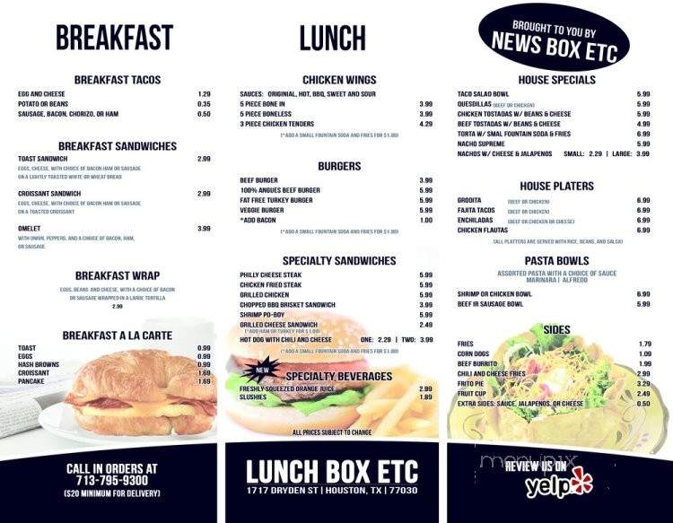 Lunch Box Etc - Houston, TX menu_pic