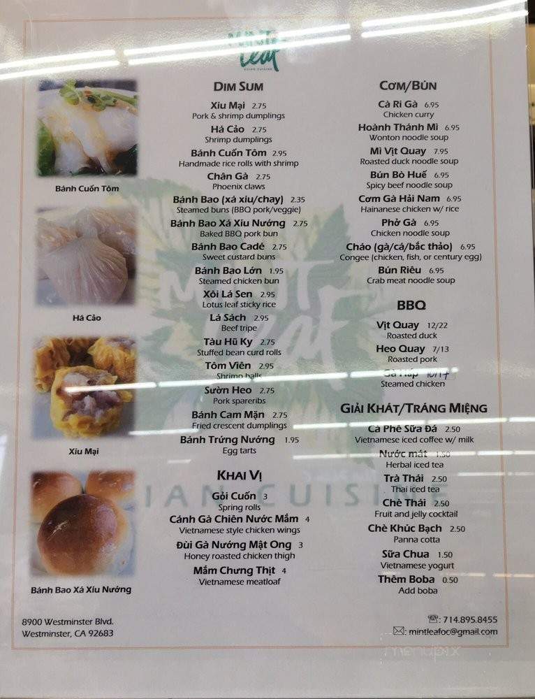 Mint Leaf - Westminster, CA menu_pic
