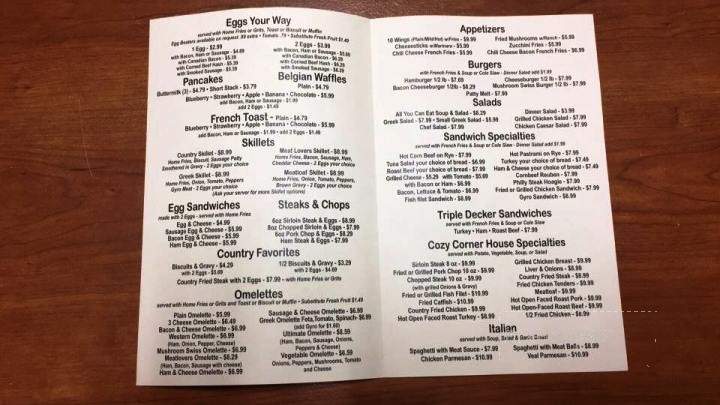Cozy Corner - Clearwater, FL menu_pic
