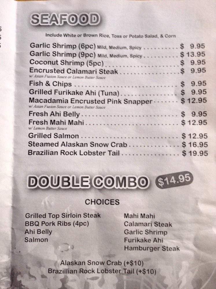 Blue Water Shrimp & Seafood - Honolulu, HI menu_pic