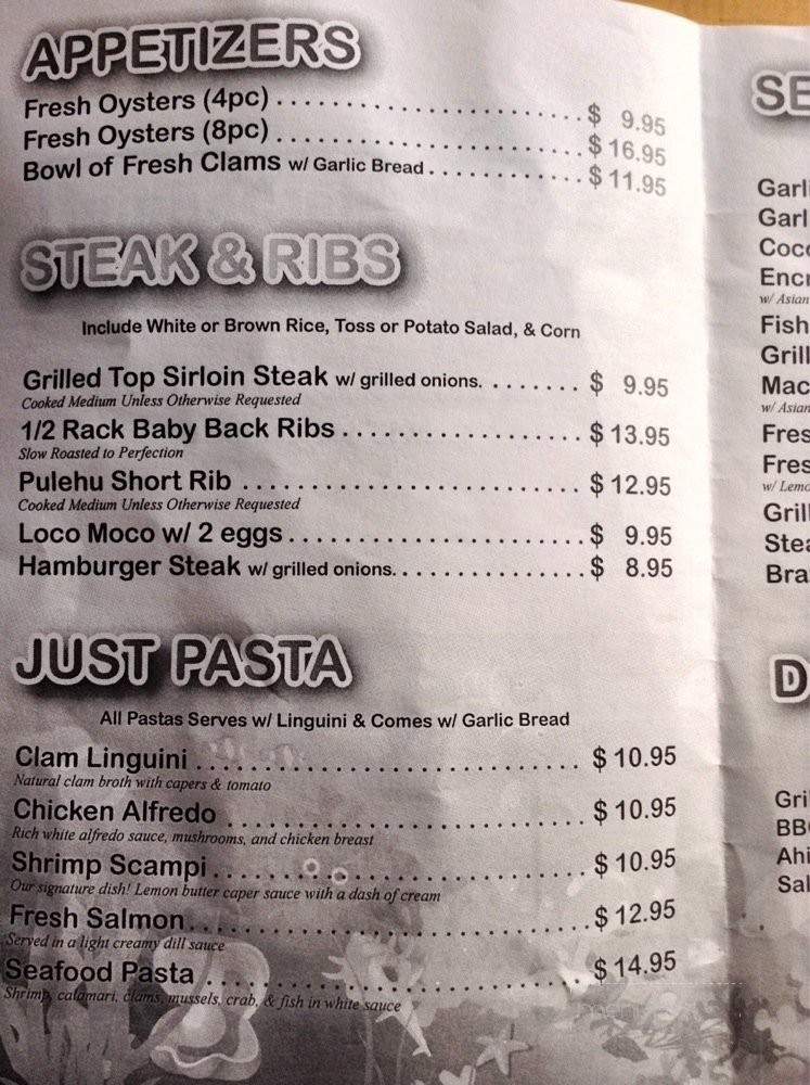 Blue Water Shrimp & Seafood - Honolulu, HI menu_pic