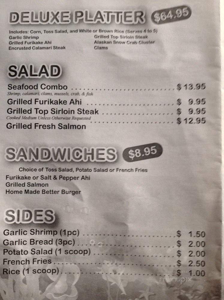 Blue Water Shrimp & Seafood - Honolulu, HI menu_pic