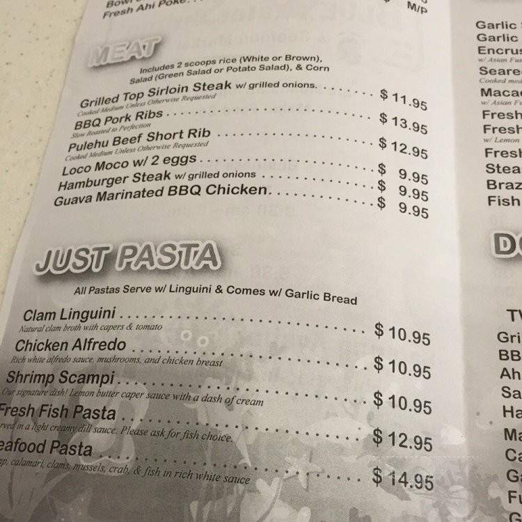 Blue Water Shrimp & Seafood - Honolulu, HI menu_pic