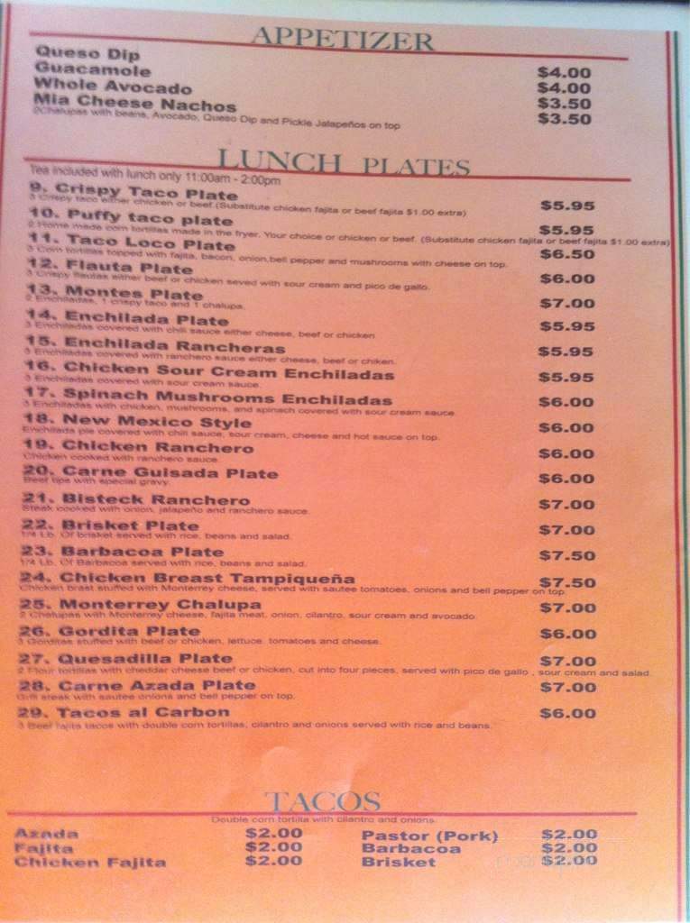 Montes Breakfast Burritos - Cleburne, TX menu_pic