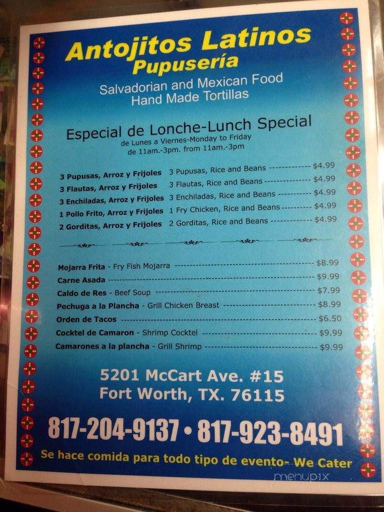 Antojitos Latinos - Fort Worth, TX menu_pic
