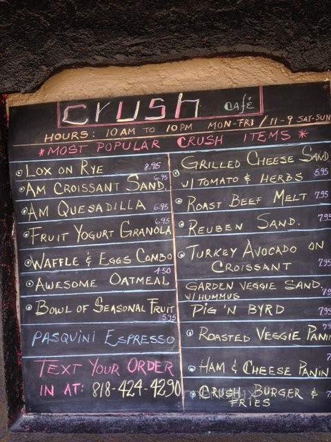 Crush Cafe - Los Angeles, CA menu_pic