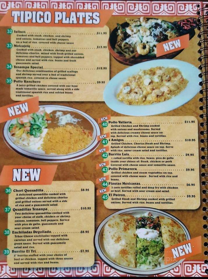 Tenampa - Darlington, SC menu_pic