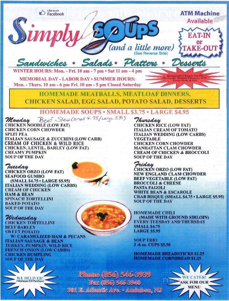 Simply Soups & A Little More - Audubon, NJ menu_pic