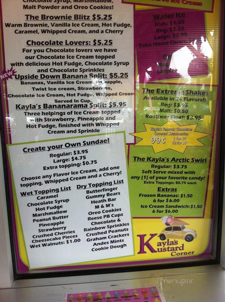Kayla's Kustard Corner - Oaklyn, NJ menu_pic