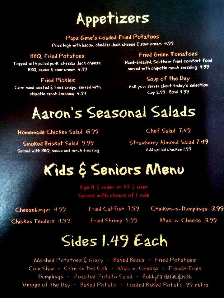 Papa Genes - Harrison, AR menu_pic