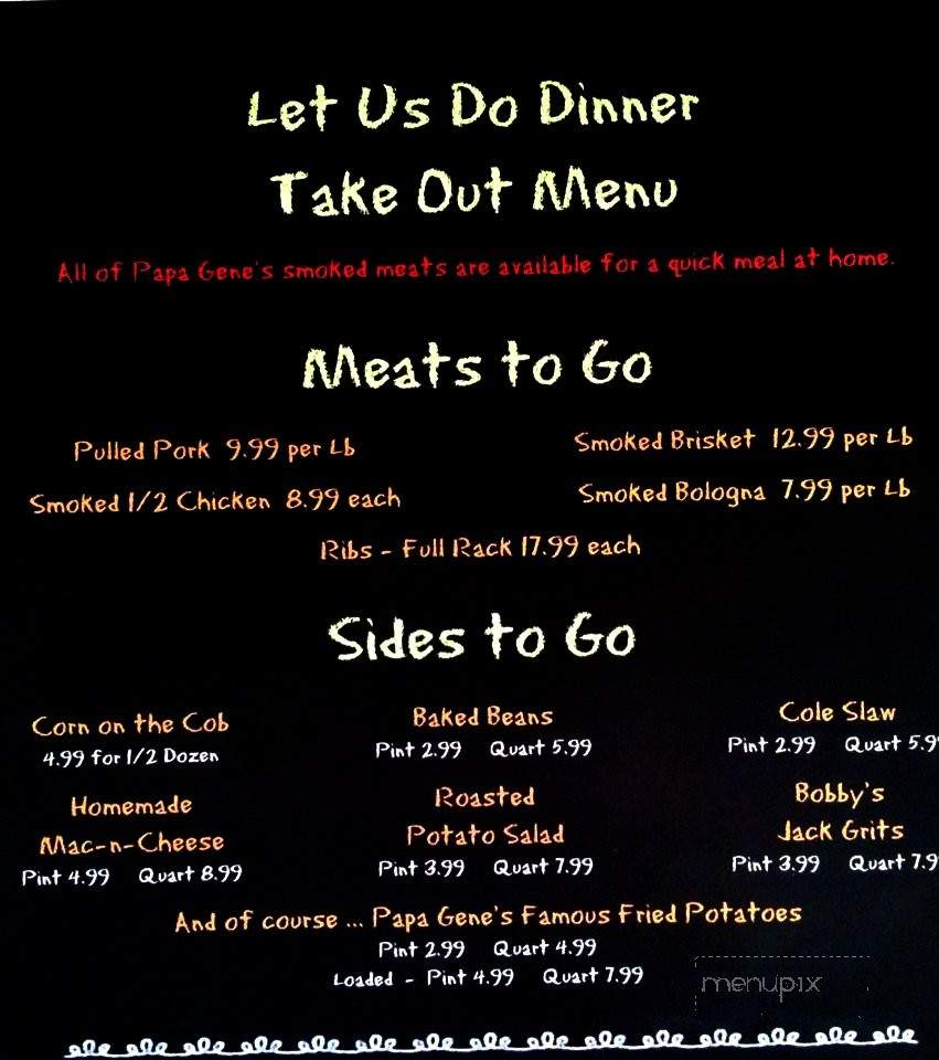 Papa Genes - Harrison, AR menu_pic
