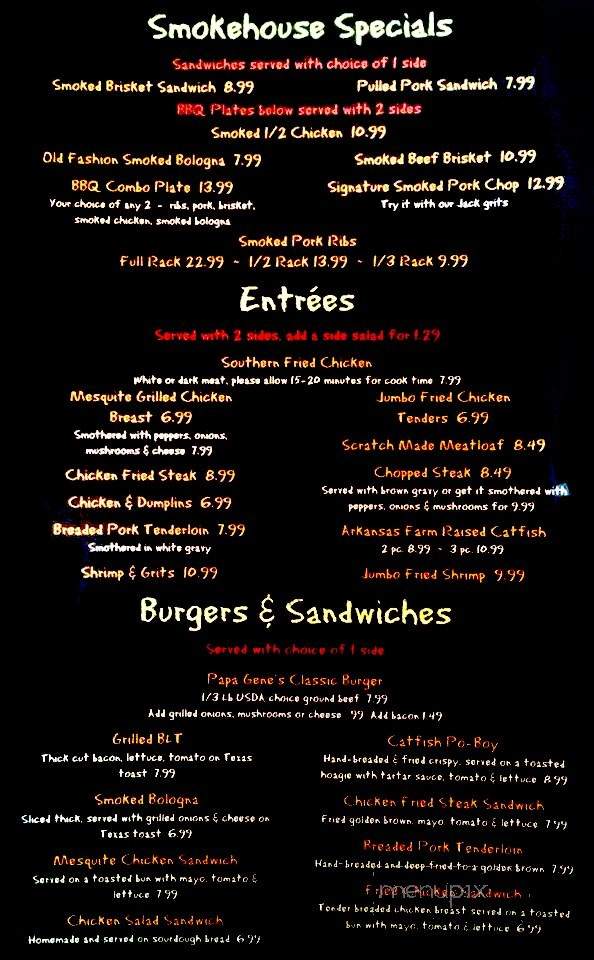 Papa Genes - Harrison, AR menu_pic