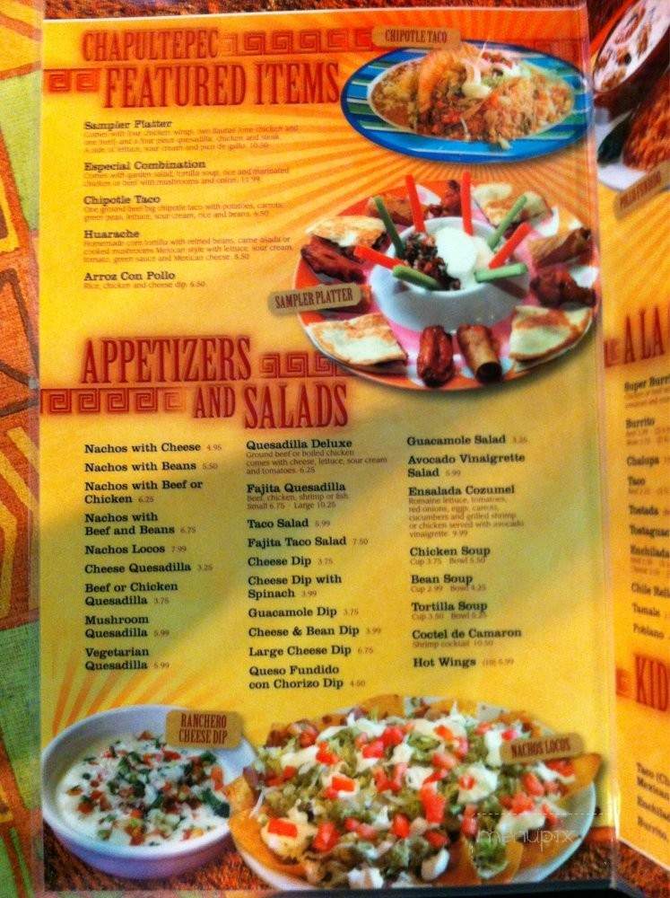 Chapultepec Mexican Restaurant - Collierville, TN menu_pic