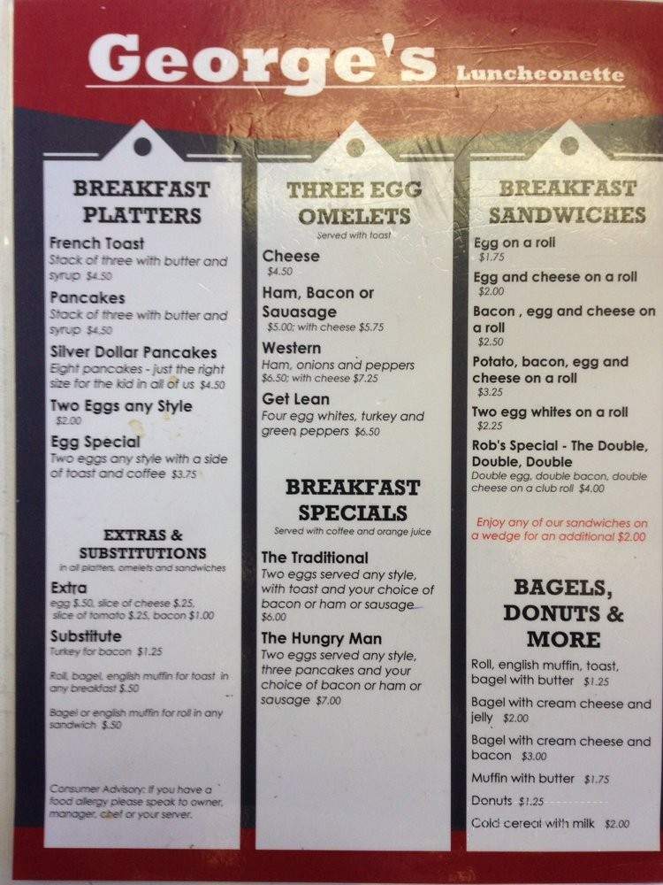 /250348843/Georges-Luncheonette-Menu-Yonkers-NY - Yonkers, NY