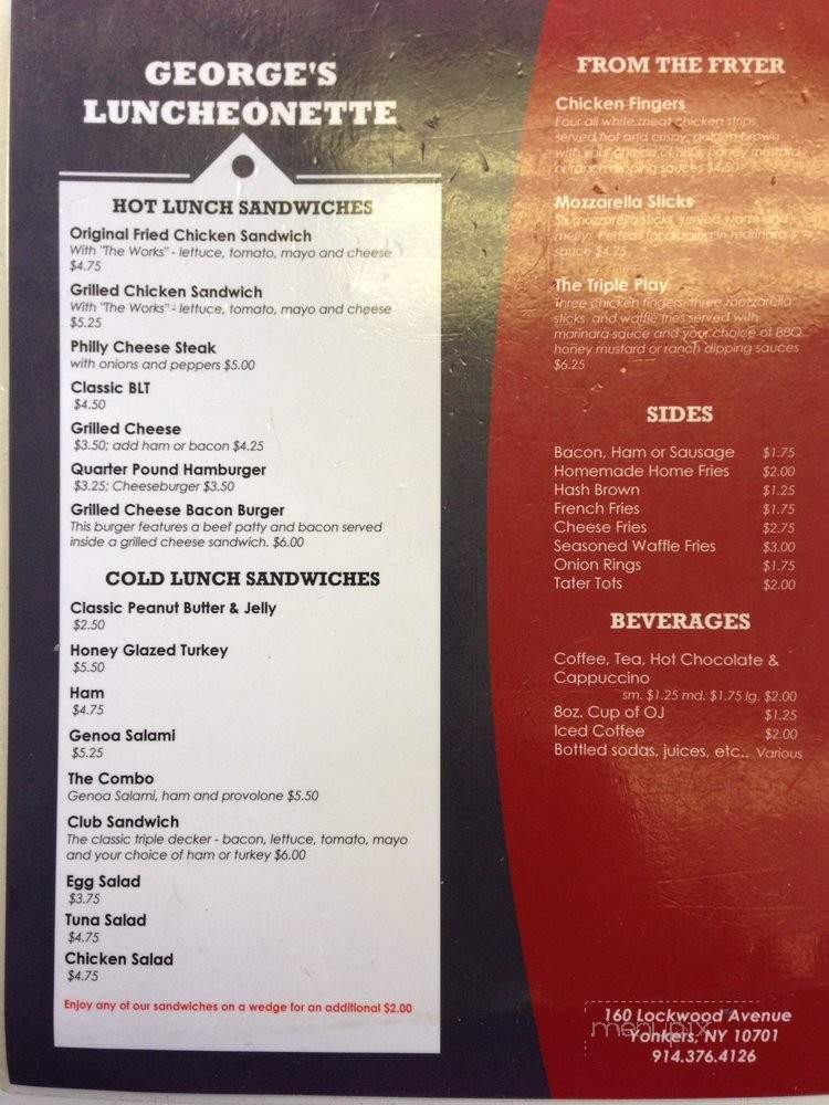 /250348843/Georges-Luncheonette-Menu-Yonkers-NY - Yonkers, NY