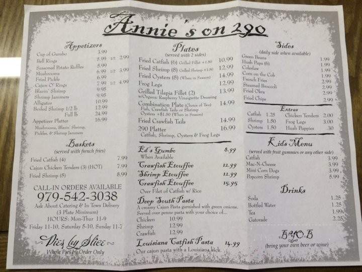 Annies on 290 - Giddings, TX menu_pic