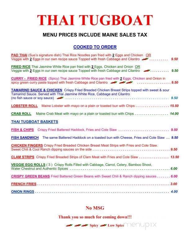Thai Tugboat - Rockland, ME menu_pic